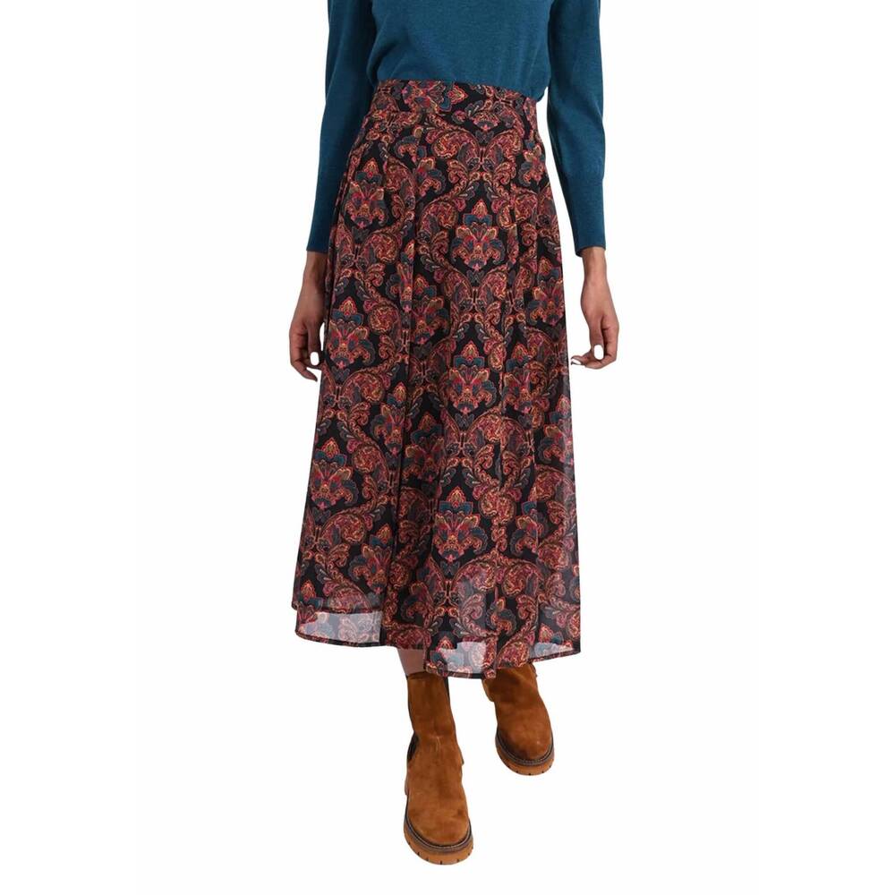 NEW MOLLY BRACKEN printed high waist skirt in black anna